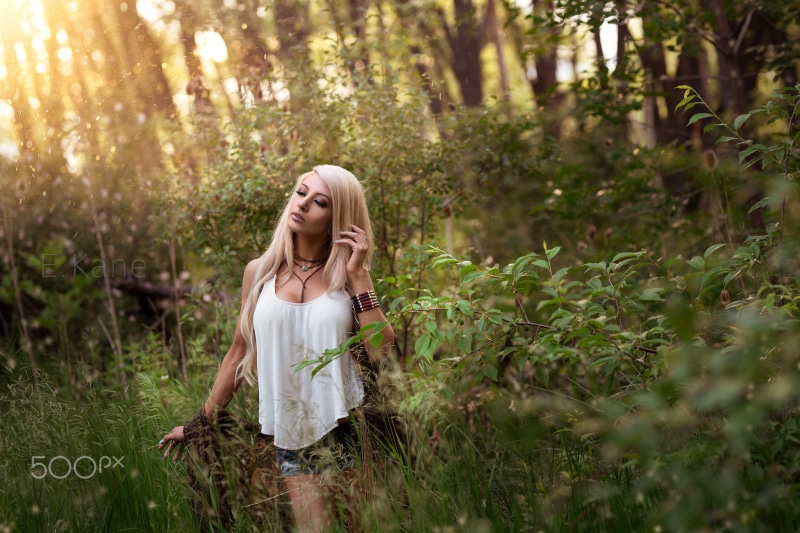 three quarter length, emotion, sunlight, blonde, hairstyle, tree, adult, nature, one person, blond hair, plant, front view, land, Evan Kane, 1080P, outdoors