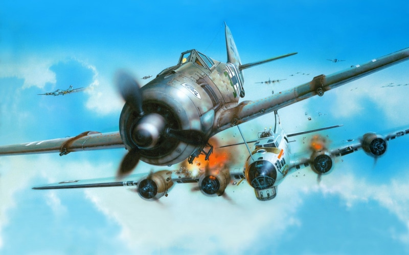 military, Focke-Wulf, military aircraft, star engine, Luftwaffe, Germany, 720P, fw 190, Boeing B-17 Flying Fortress, airplane, aircraft, World War II