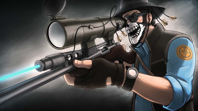 holding, human body part, Sniper (TF2), aggression, mid adult, Team Fortress 2, human limb, video games, warning sign, communication, protection, adult
