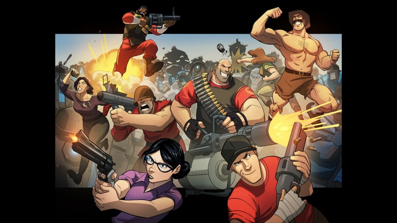 male likeness, 1080P, group of people, young women, Team Fortress 2, togetherness, wireless technology, young adult, people, Heavy (TF2), high angle view