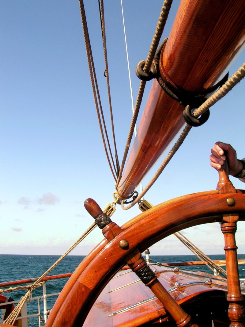 wood - material, sørlandet, yacht, luxury, no people, sailing, sailing ship, helm, outdoors, historically, nature, water, steering wheel, transportation