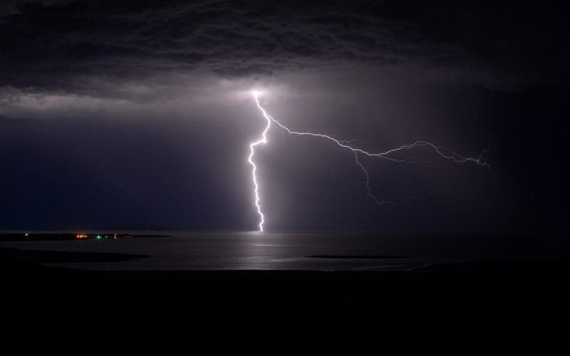 cloud - sky, water, beauty in nature, nature, forked lightning, 1080P, power, thunderstorm, sky, outdoors, ominous, illuminated, storm cloud, power in nature
