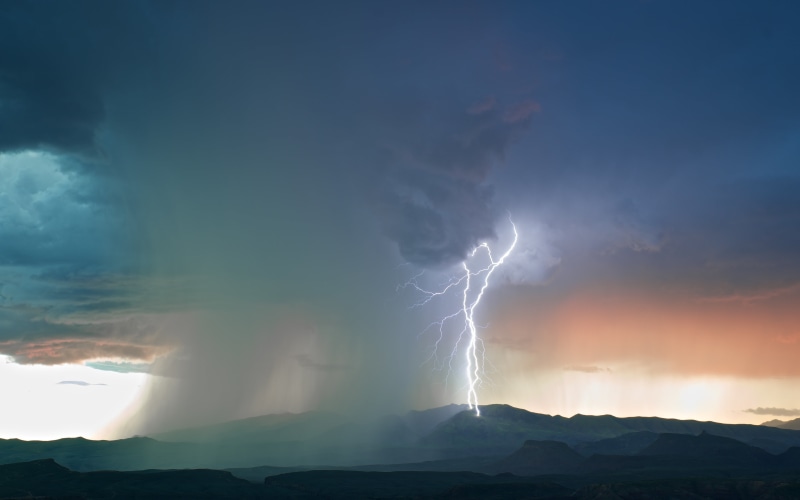 light, forked lightning, sign, ranges, nature, storm, environment, power, beauty in nature, no people, rain, power in nature, mountain peak, 5K, extreme weather