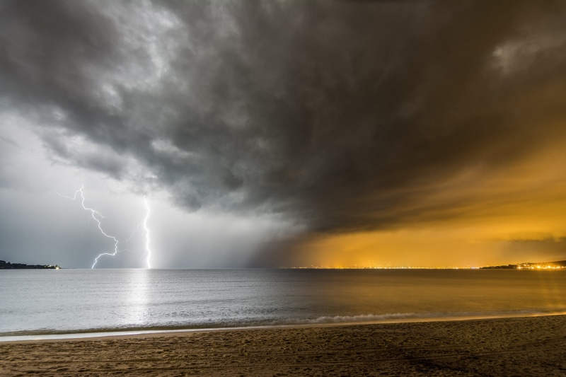 lightning, power, sign, water, ominous, power in nature, extreme weather, thunderstorm, sea, sky, storm, scenics - nature, torrential rain, dramatic sky