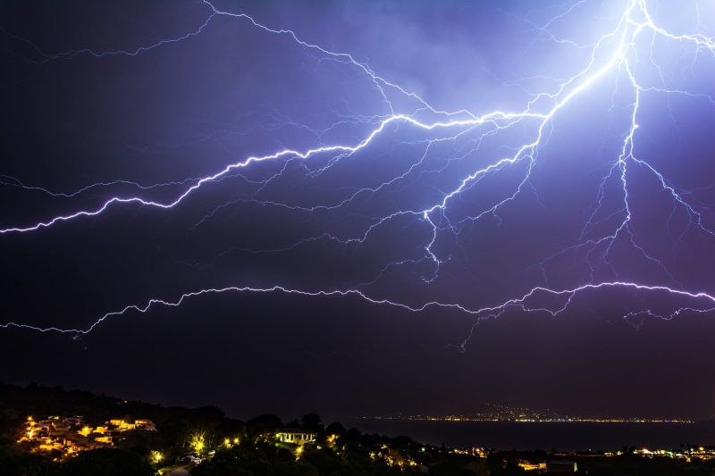 beauty in nature, power in nature, blue, electricity, dramatic sky, meteorology, forked lightning, environment, purple, white, cloud - sky, strike, outdoors