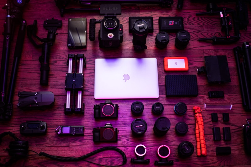 collection, photography, retro styled, red camera, rokinon, no people, arts culture and entertainment, video gear, videography, videographer products, backgrounds
