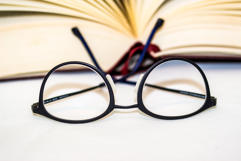 eyewear, learn, learning, black, vision, book, 5K, focus on foreground, university, indoors, page, reading glasses, framed, education, text, lens, school