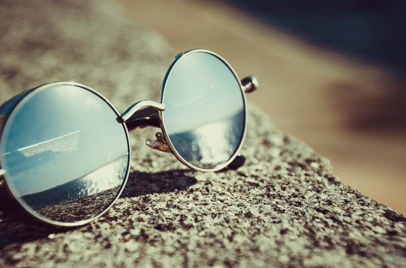 gray, focus on foreground, framed, eyewear, selective focus, reflection, protection, security, summer, close-up, retro Styled, nature, eyesight, glasses