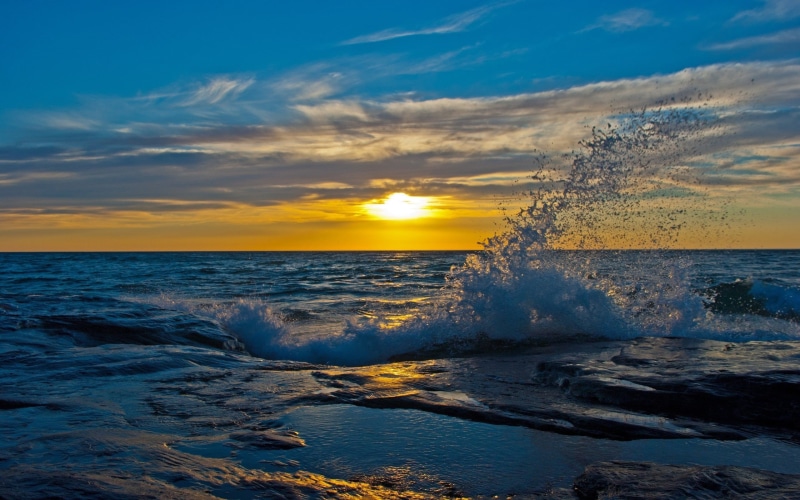 protected, beauty In Nature, sunrise - Dawn, nature, day, tranquility, waters Edge, coastline, blue, reflection, 2K, sand, awe, dramatic Sky, scenics - nature