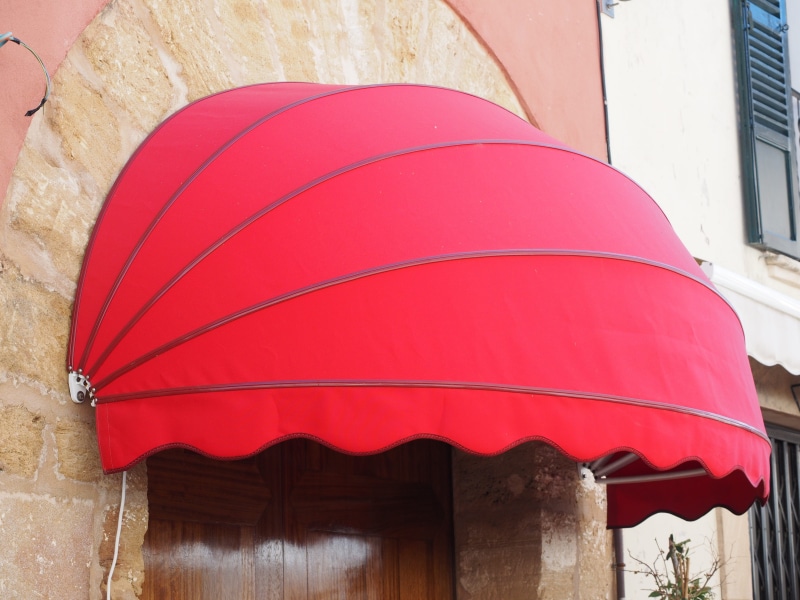architectural column, low angle view, wall, nature, design, red, sun protection, close-up, input, built structure, door, 4K, the past, awning, day, facade awnings