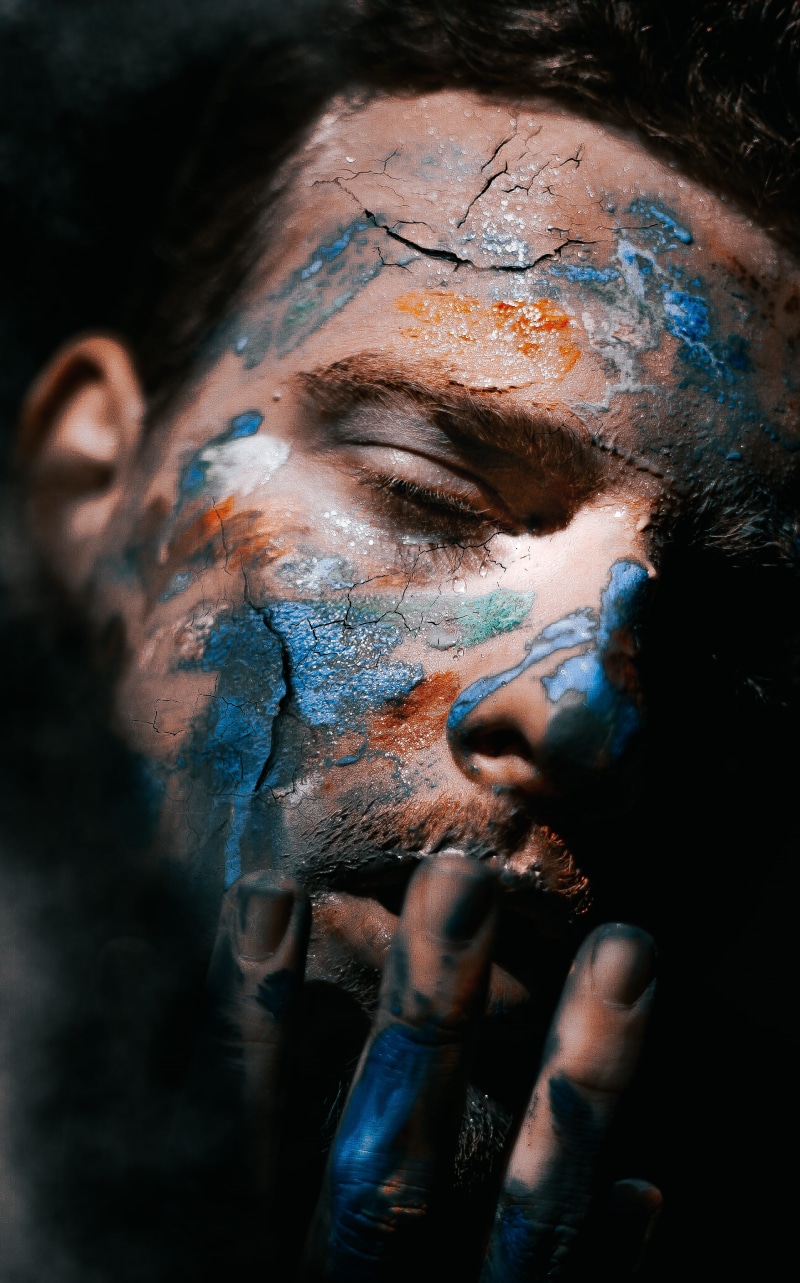 painting, s, close-up, instagram, face man, man, men, colors, males, photography, holi, stage Make-up, indian Ethnicity, color Image, face Paint, creative
