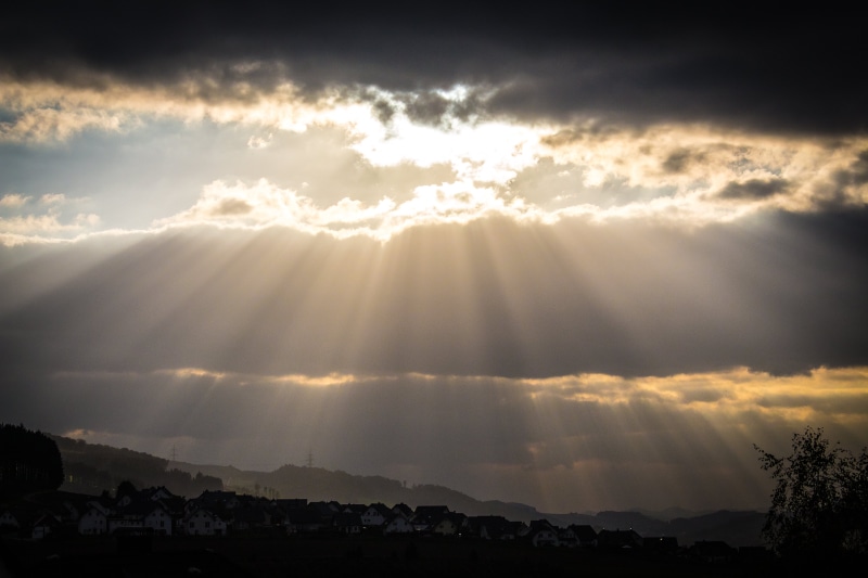 sunrise - Dawn, CC-BY-SA, sunset, cloudy, scenics, cloud - Sky, Evening, photo, cloudscape, Sunrays, Germany, sky, 5K, backgrounds, dusk, nature, landscape