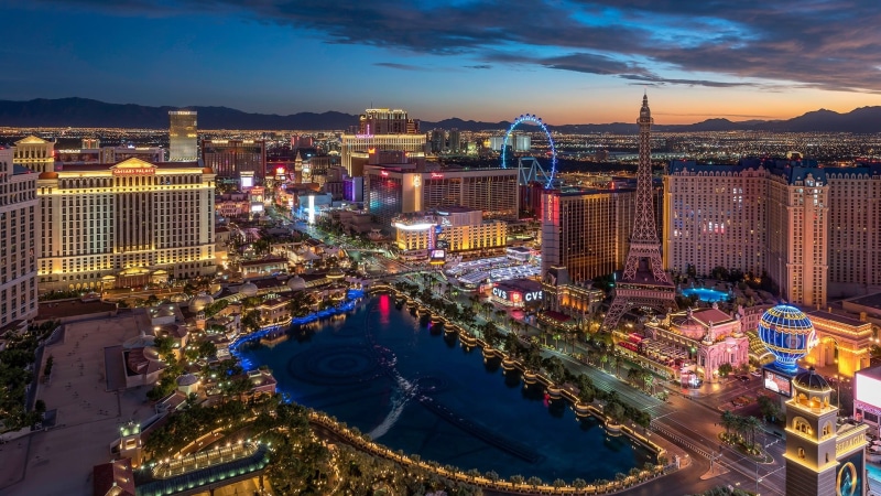 urban skyline, building exterior, illuminated, luxury, night, 1080P, building, amusement park, cityscape, high angle view, arts culture and entertainment