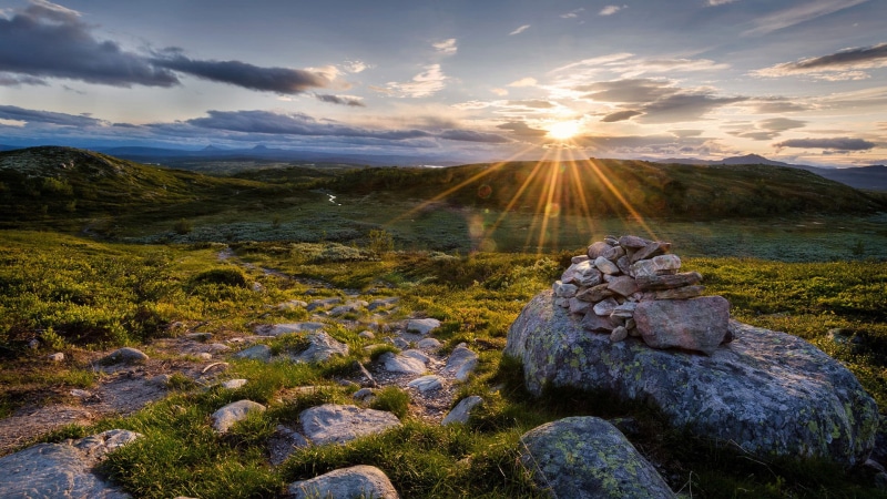 spring, scenery, no people, dramatic sky, nature, natural, tranquil scene, water, horizon, sky, tree, rock, land, 1080P, cloud - sky, trees, tranquil