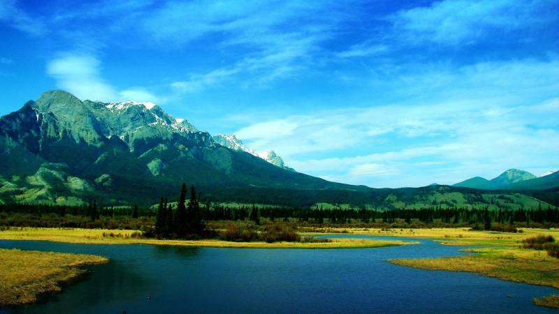 outdoor, coast, sky, natural, lake, shore, trees, scenics - nature, mountains, 1080P, park, scenic, nature, tree, travel, summer, outdoors, spring, mountain range