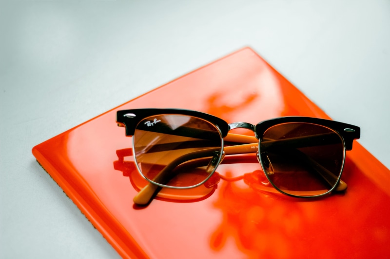 red, technology, sitting, still life, office, 5K, close-up, various, eyesight, fashion, glasses, personal Accessory, orange color, table, simplicity, business