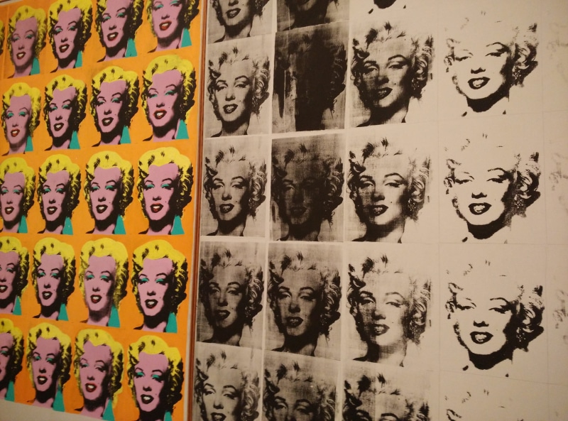 indoors, creativity, ink, no people, textile, wall - building feature, in a row, art, black and white, Color, monroe, text, close-up, art and craft, marilyn