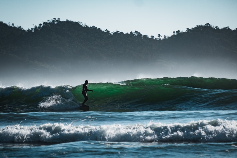 trees, surfing, surf, aquatic sport, power in nature, men, people, beauty in nature, sky, leisure activity, nature, pitted, ocean, canada, waves, waterfront