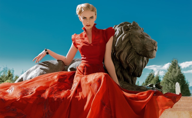 lion, Fabulous, Gorgeous, Wonderful, Girls, Fashion, holding, Outfit, nature, statue, hairstyle, Girl, women, adult, Dress, females, contemplation, FloorLength