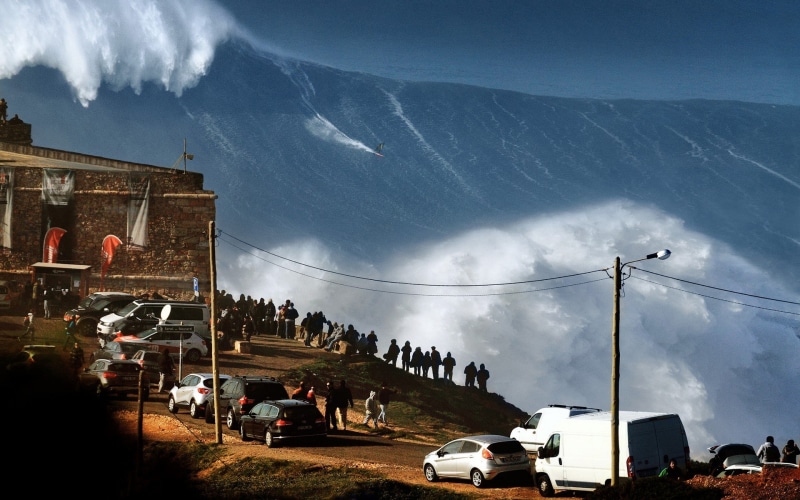 surfing, landscape, portugal, sea, waves, water, huge, 1080P, people, nature, sports, huge waves, cars
