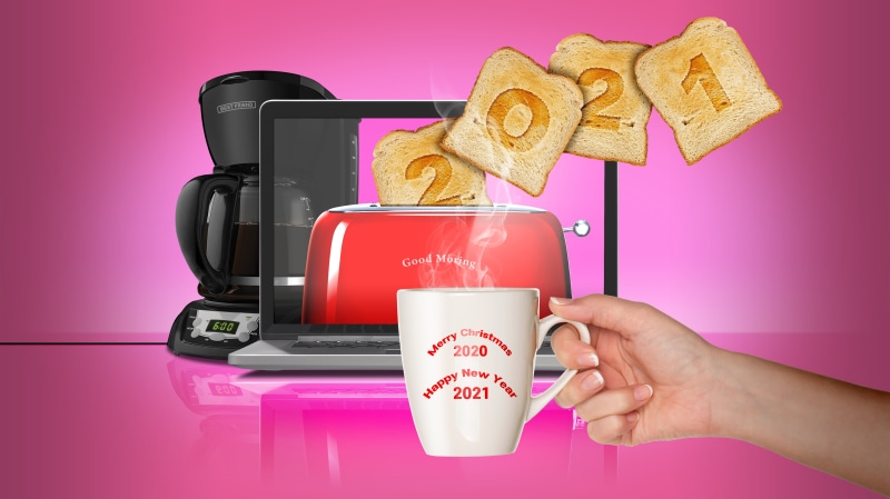 5K, coffee, 2021, toaster, toast, Happy New Year