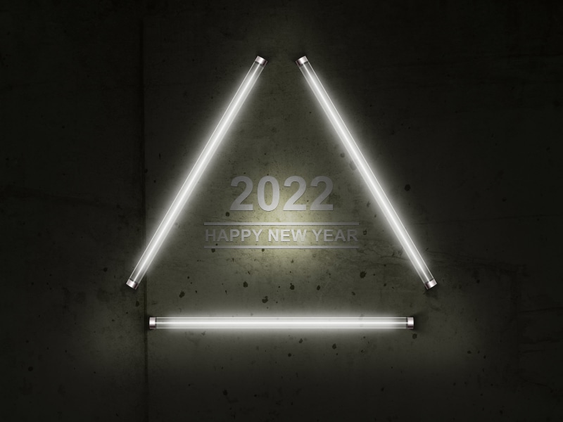 2022, 4K, New Year, fluorescent light