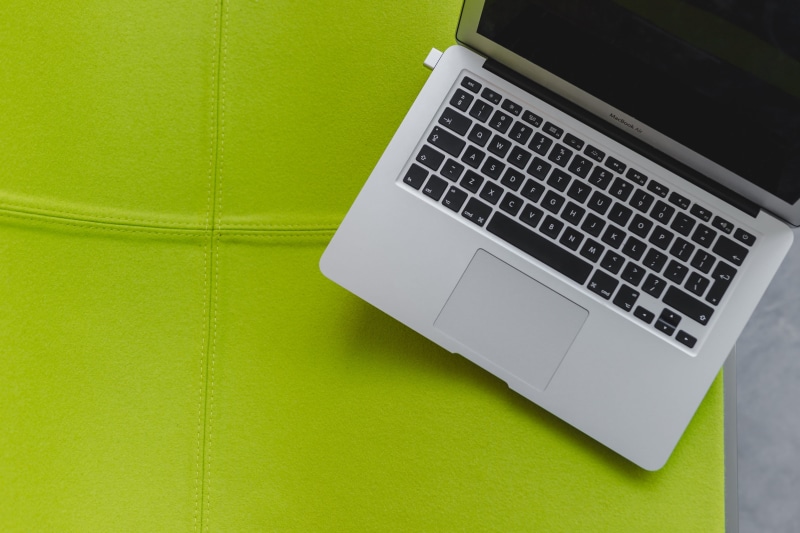 portability, connection, chair, technology, computer keyboard, computer network, copy space, directly above, green color, view, yellow, business, laptop