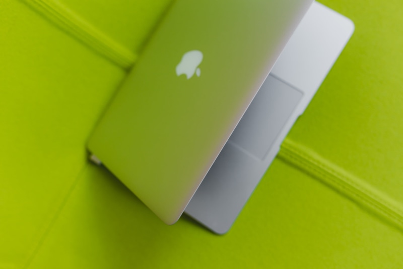 wisdom, green, colored background, chair, studio shot, paper, blank, no people, copy space, technology, close-up, fluorescent, creativity, macbook, yellow