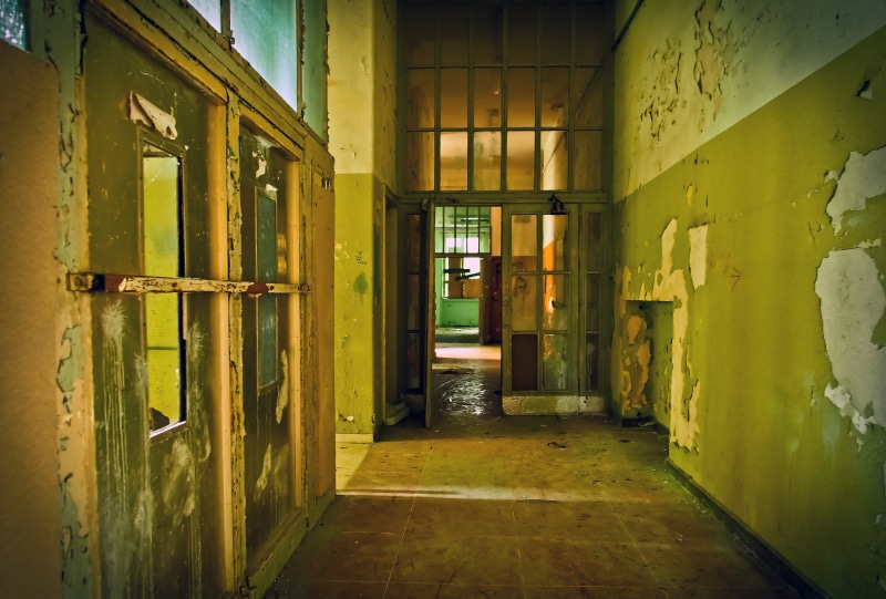 abandoned, ailing, door, monastery, arcade, corridor, dilapidated, beige, forget, past, window, house, no People, ruin, dirty, decay, atmospheric, old-fashioned