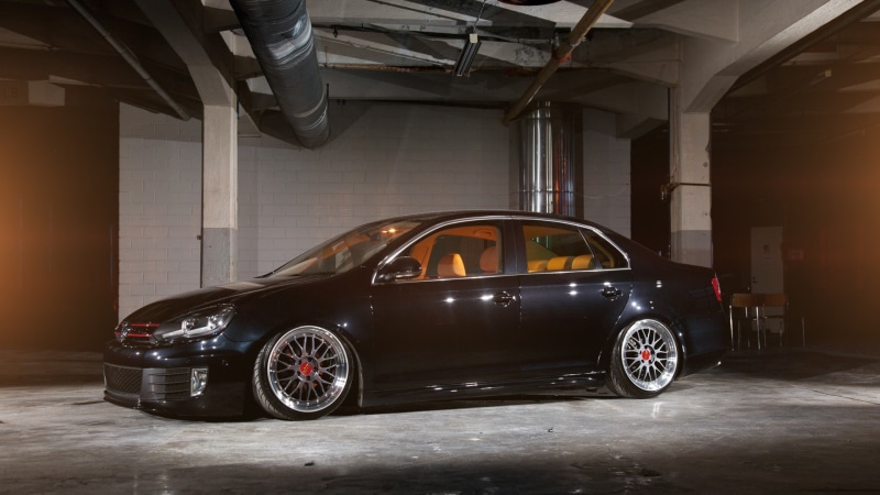 car, retro styled, motor vehicle, vintage car, ceiling, Stance, sports car, no people, parking, speed, garage, transportation, Volkswagen Jetta, rims, parking garage