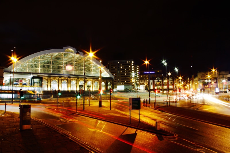 station, modern, speed, bright, dusk, cityscape, urban Scene, mode of transportation, light, street, train - vehicle, railroad track, public domain, building Exterior