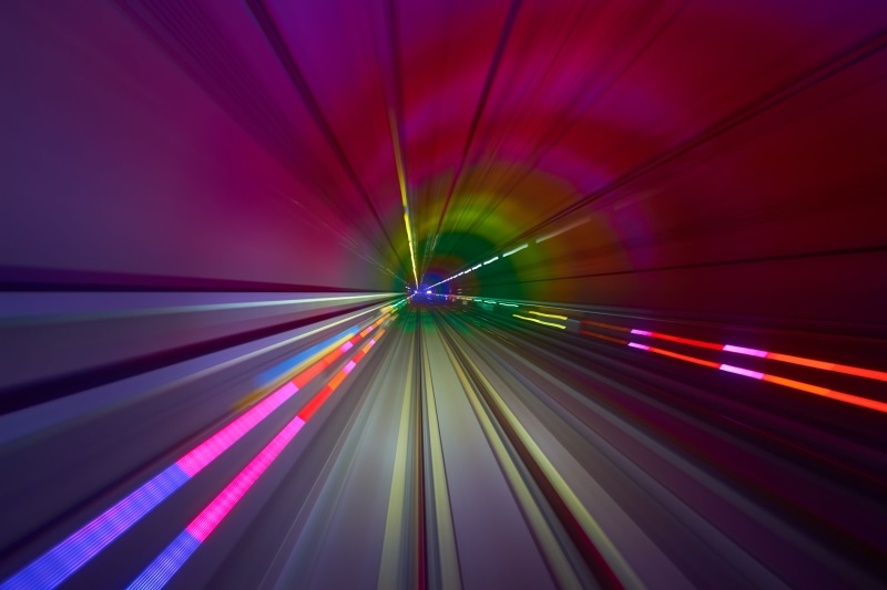 motion blur, nightlife, speed, vanishing point, pink, subway, motion, vibrant color, 5K, blue, light trail, light - natural phenomenon, backgrounds, neon light