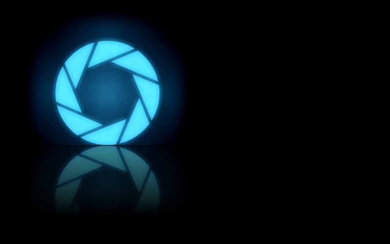 video games, round, blue, decor, portal, black, hd, logo, 1080P, aperture