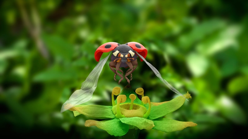 1080P, with a scanning electron microscope, insect, flower, ladybug