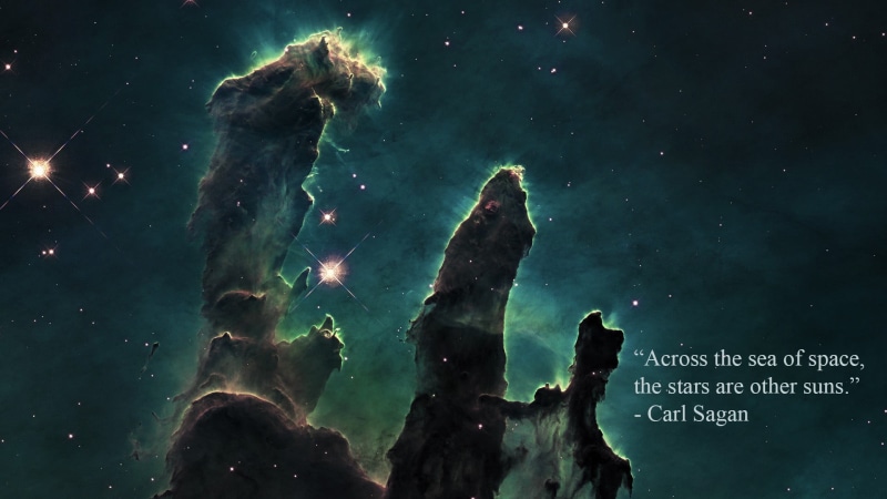astronomy, Carl Sagan, star - space, low angle view, no people, space, scenics - nature, quote, sagan, sea, close-up, illuminated, stars, water, 1080P