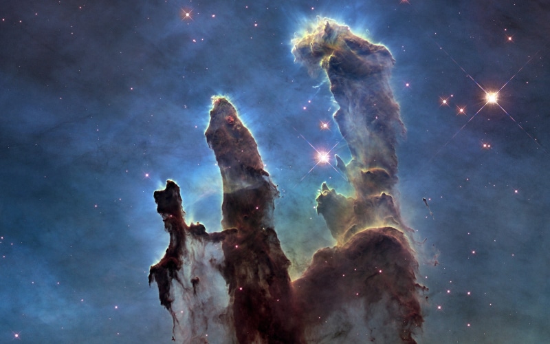 star - space, outdoors, pillars of creation nebula space stars, 4K, motion, night, architecture, arts culture and entertainment, scenics - nature, galaxy