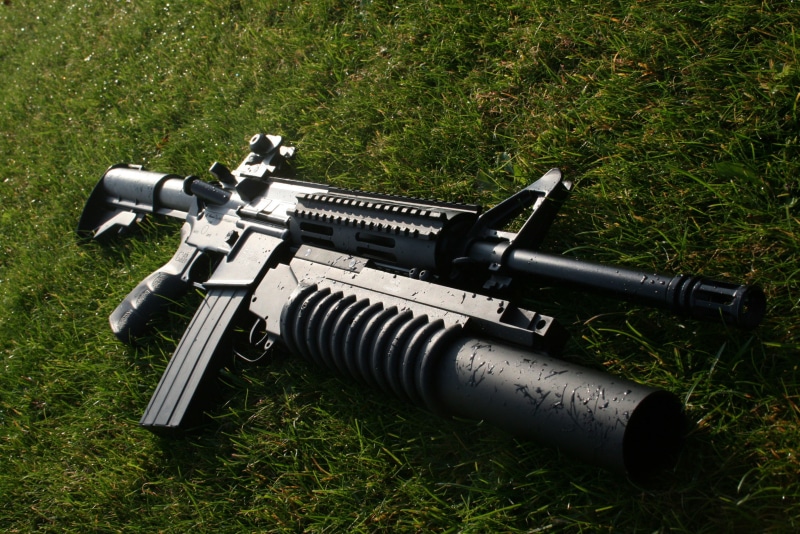 M203, grenade, weapons, rifle, grass, M16, 2K, assault, grenade launcher