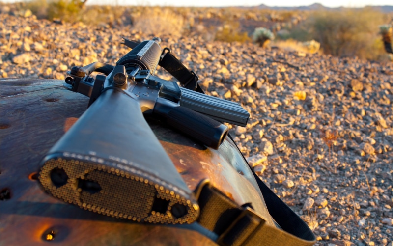 land, agriculture, close-up, focus on foreground, gun, autumn, no people, sunlight, rifle, sunset, security, wood - material, outdoors, 1080P, weapon