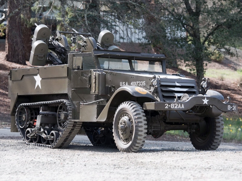 pickup, white, m16, military, retro, 1943, mgmc, half track, 720P