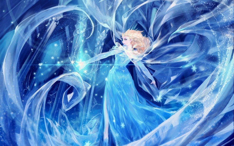 blue, vertebrate, 720P, elsa, glass - material, illustration, Princess Elsa, artwork, one animal, nature, sea, full frame, indoors, no people, transparent