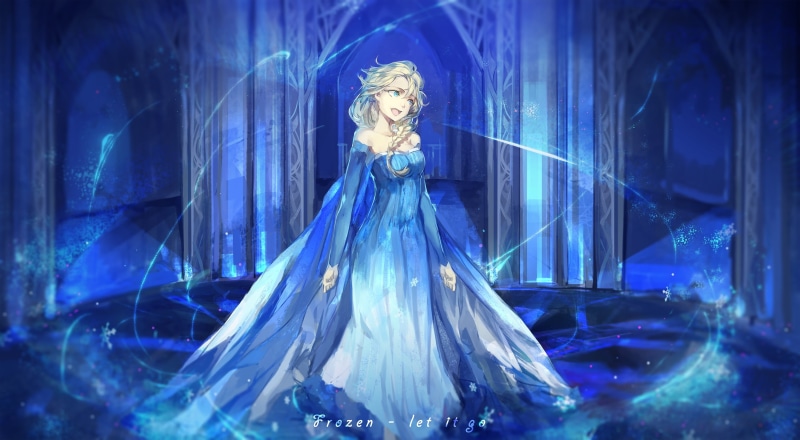 night, Frozen (movie), princess, elsa, castle, illuminated, magic, blue, artwork, ghost, human representation, one person, 2K, indoors, anime girls, disney