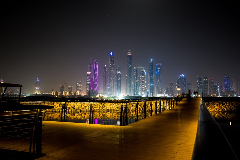 near, dubai, no people, architecture, long expo, outdoors, lifestyle, rock, colour, bright, dock, neon, landscape, city, financial district, built structure