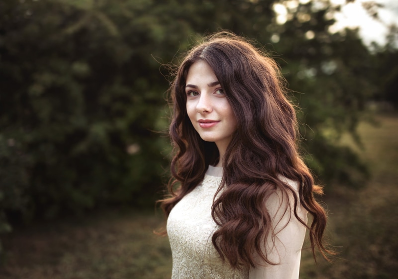 Dmitrij Butvilovskij, face, sweetheart, brown hair, look, brunette, beauty, girl, Park, 1080P, sunshine, pretty, Irina Sidorenko, bokeh, shirt, Irina