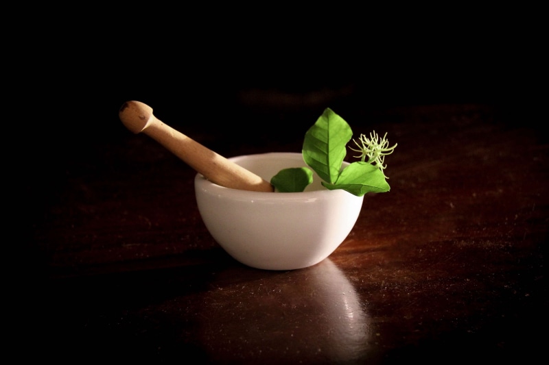 spice, no people, pharmacy, nature, leaf, vegetarian food, plant, food, 4K, herb, vase, cure, mint leaf - culinary, alchemy, wood - material, black background