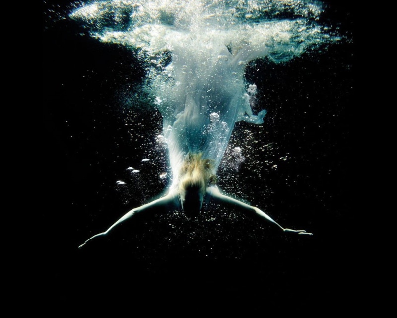 illuminated, person, studio shot, celebration, swimming, blurred motion, photography, dark, water, blue, The Chemical Brothers, motion, album covers, long exposure