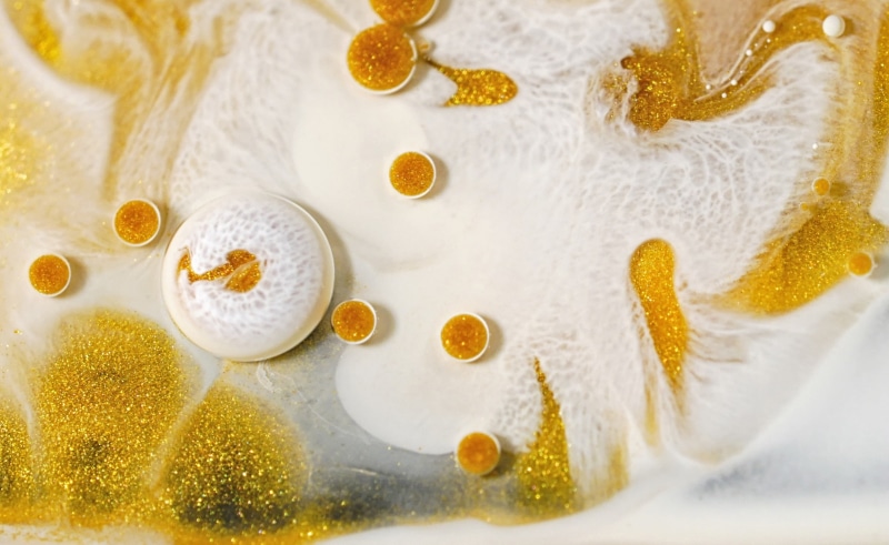 sparkle, magnification, close-up, creativity, Macro, Golden, Sparkling, pattern, marble, oilpaint, nature, food, coffee - drink, freshness, Colorful, 2K