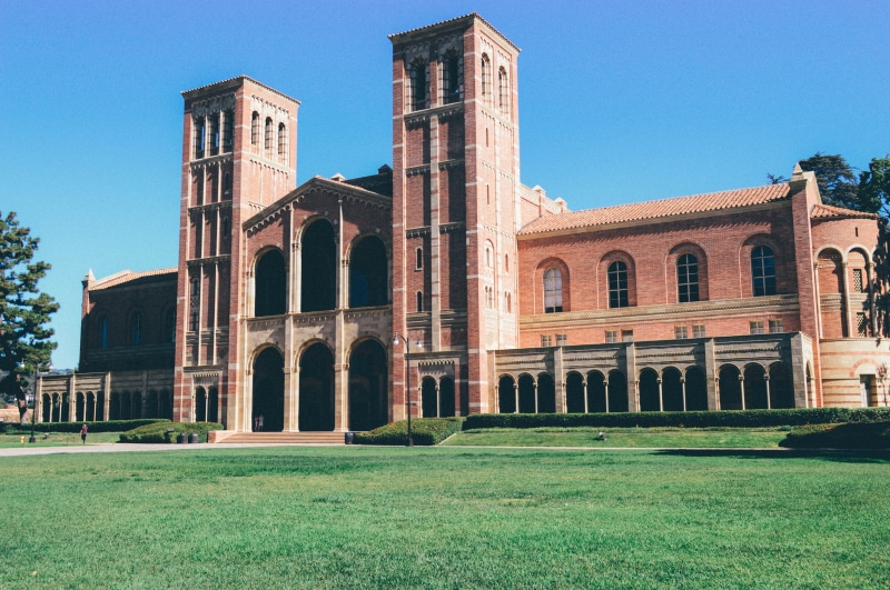 history, university, nature, the past, usa, built structure, architecture, grass, university of california, los angeles, lawn, sky, blue, royce hall, architectural column