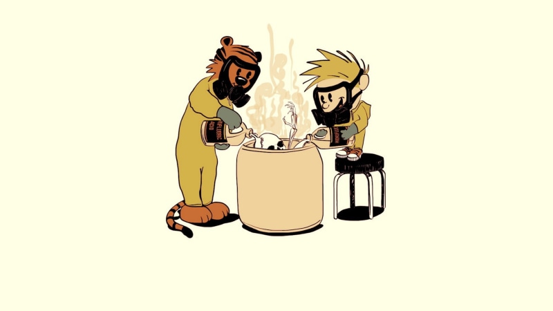 mask, breaking, bad, hd, cartoon/comic, and, hobbes, boy, calvin, skeleton, acid, wearing, gas, welding, illustration, 1080P
