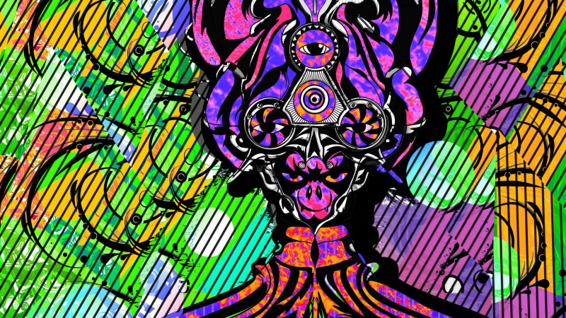 eyes, 2K, object, face, strips, spinner, psy, figure, acid
