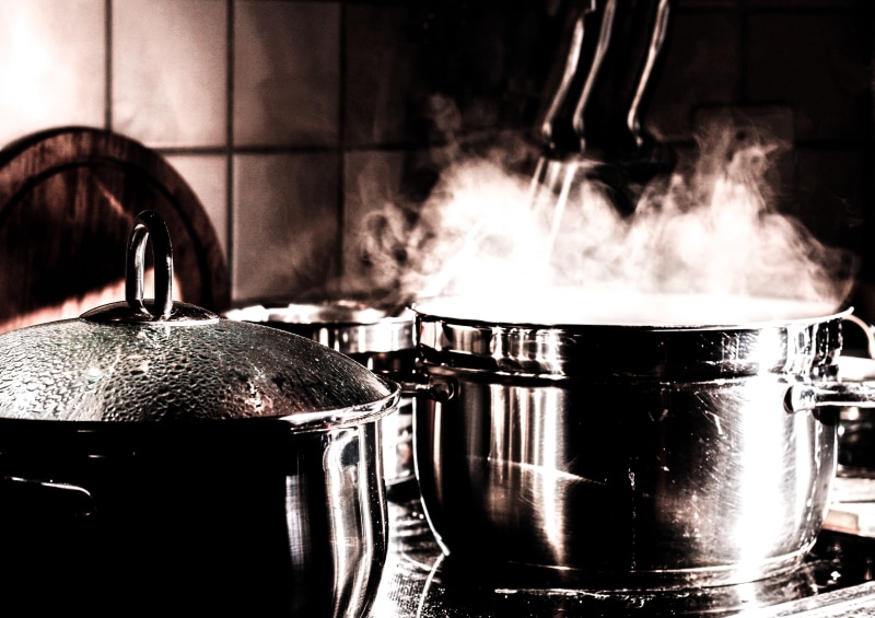 domestic Kitchen, indoors, no People, kitchen, preparation, stainless Steel, steel, kitchen Utensil, pressure cooker, food And Drink, food, reflection